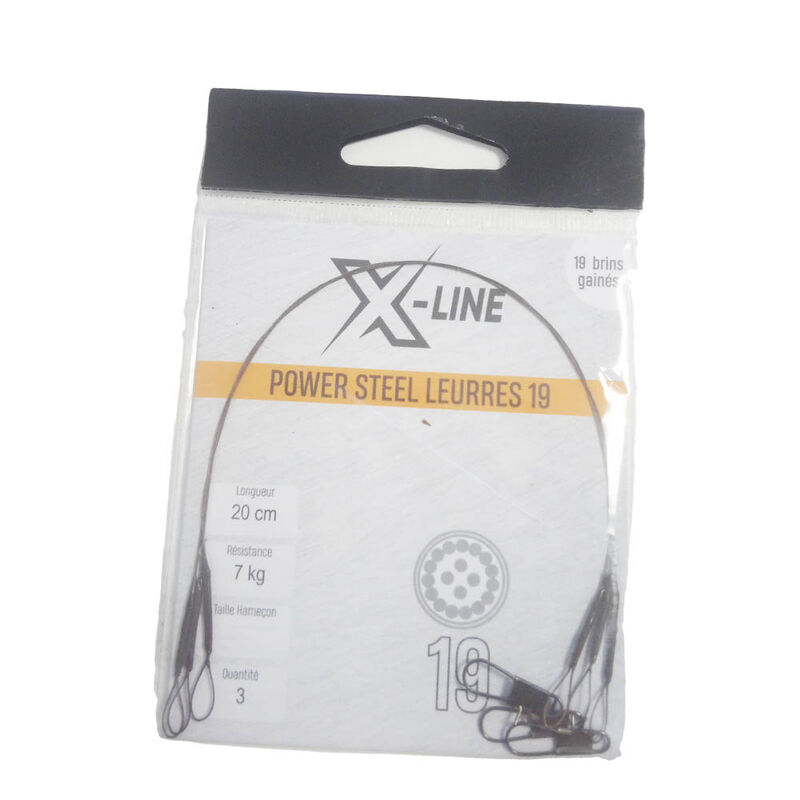 Bas de ligne acier carnassier x-line power steel 19 brins sp&eacute;cial leurres 20cm (x3) - Bas de ligne mont&eacute;s | Pacific P&ecirc;che