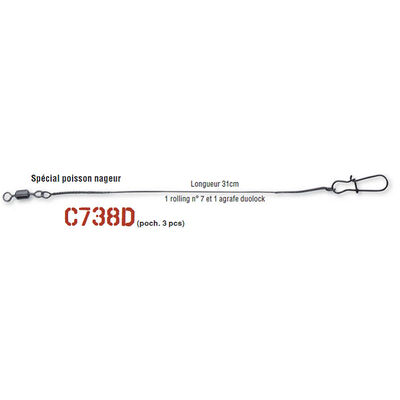 Bas de ligne carnassier mont&eacute; carnassier cannelle avancon megaflex c738d 31cm (x3) - Bas de ligne mont&eacute;s | Pacific P&ecirc;che