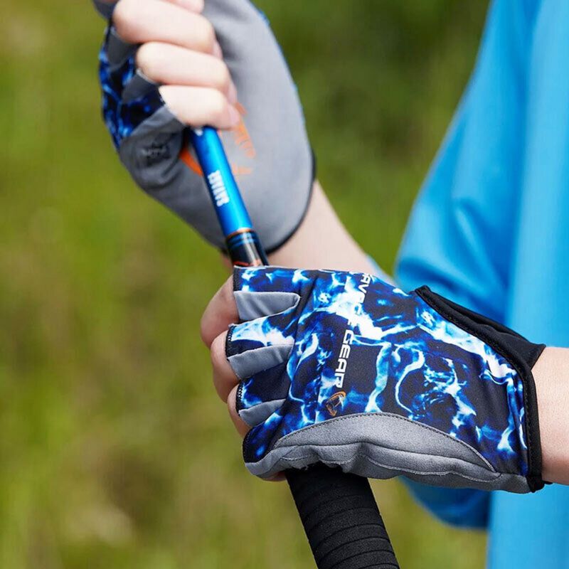 Gants Savage Gear Marine Half Glove Sea Blue - Gants | Pacific P&ecirc;che