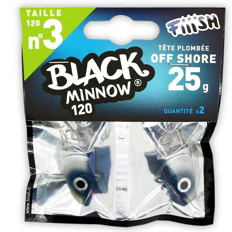 T&ecirc;te plomb&eacute;e fiiish black minnow 120 off shore 25g (x2) - T&ecirc;tes Plomb&eacute;es | Pacific P&ecirc;che