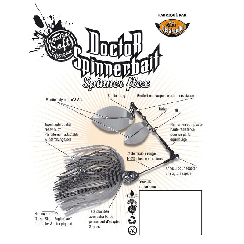 Leurre m&eacute;tallique spinnerbait carnassier delalande spinner flex 10g - Spinnerbaits | Pacific P&ecirc;che