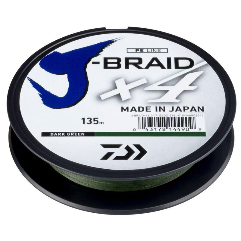 Tresse Daiwa J-Braid x4 Verte 135m - Tresses | Pacific P&ecirc;che