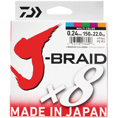 Tresse Daiwa J-Braid x8 Multi-Color 150m - Tresses | Pacific P&ecirc;che
