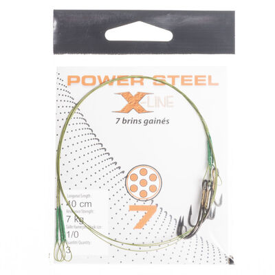 Bas de ligne acier carnassier x-line power steel 7 brins 40 cm + ham. ryder (x3) - Bas de ligne mont&eacute;s | Pacific P&ecirc;che