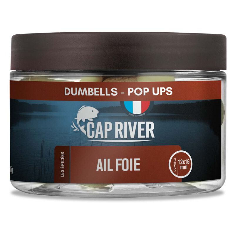 Dumbells Pop Up Cap River Ail Foie 12x16mm - Flottantes | Pacific P&ecirc;che