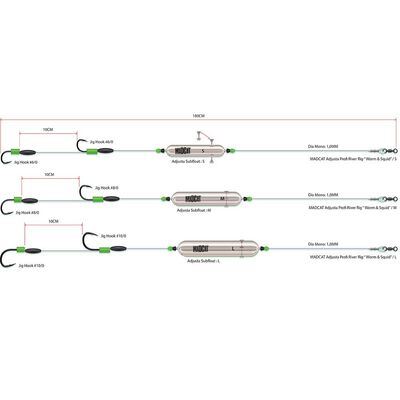 Montage silure adjusta profi river rigs &ldquo;worm & squid&rdquo; - Filaments / Bas de lignes | Pacific P&ecirc;che