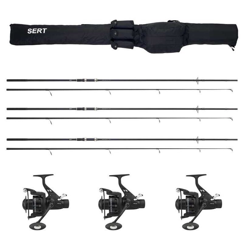 Pack sert carpe 3 cannes 12' + 3 moulinets d&eacute;brayables + fourreau - Packs | Pacific P&ecirc;che