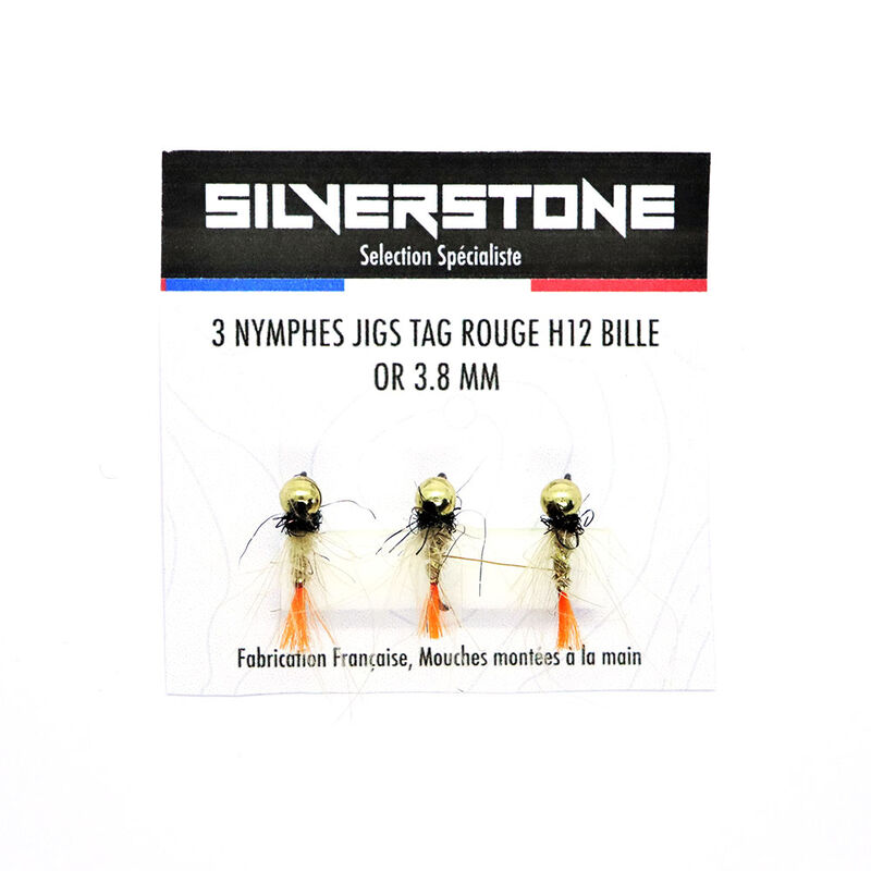 Kit 3 nymphes jigs tag rouge h12 bille or tung 3,8 mm - Nymphes | Pacific P&ecirc;che