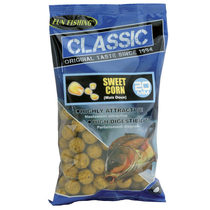 Bouillettes carpe fun fishing classic Ma&iuml;s Doux 20mm 4kg - Denses | Pacific P&ecirc;che