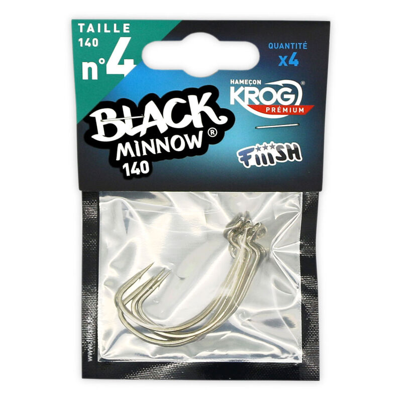 Hame&ccedil;ons texan fiiish krog premium vmc black minnow 140 (x4) - Leurres Souples | Pacific P&ecirc;che