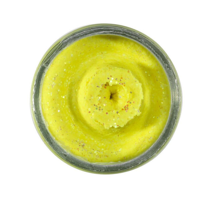 P&acirc;te &agrave; Truite Ar&ocirc;me Foie Berkley PowerBait Glitter Trout Dough Yellow Glitter - P&acirc;tes &agrave; truite | Pacific P&ecirc;che