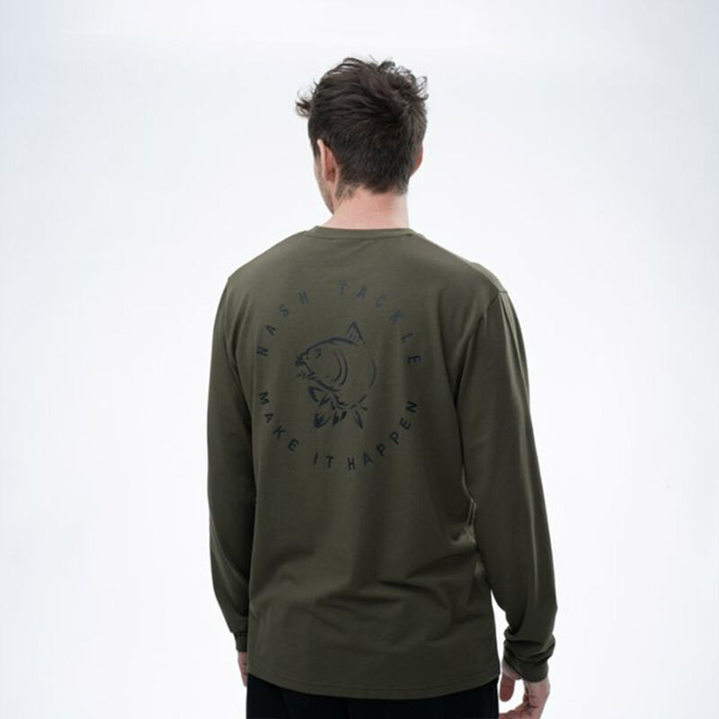 T-shirt Manche Longue Nash Make it Carp Logo Sleeve Green - T-shirts manches longues | Pacific P&ecirc;che