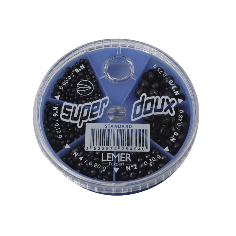 Boite de plombs fendus coup lemer 6 cases super doux standard - Plombs | Pacific P&ecirc;che