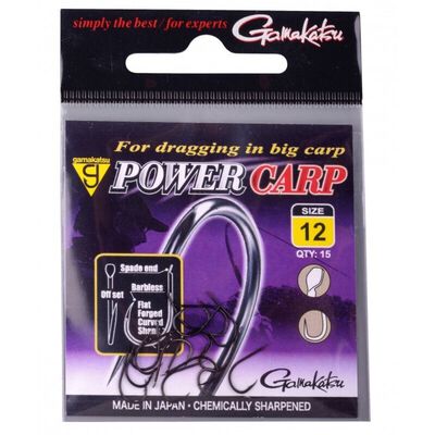 Hame&ccedil;ons Gamakatsu Powercarp Barbless Black (x15)  - Hame&ccedil;ons non Mont&eacute;s &agrave; Palettes | Pacific P&ecirc;che