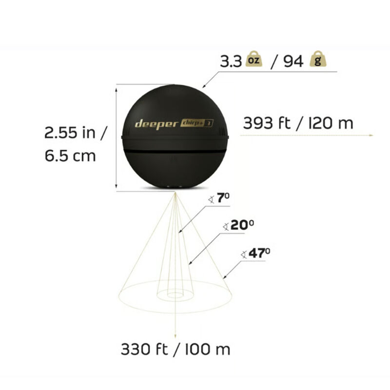 Pack Deeper Chirp+ 3D sondeur sans fil avec GPS et cr&eacute;ation carto 3D + Lampe Frontale Petzl Aria 1 Camo - Sondeurs | Pacific P&ecirc;che