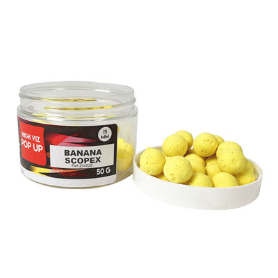 Bouillettes flottantes carpe mack2 high viz pop up Scopex Banane 15mm 50g - Flottantes | Pacific P&ecirc;che