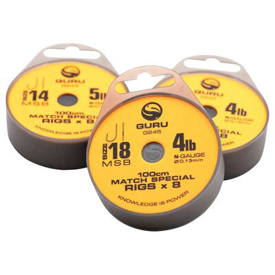 Hame&ccedil;on mont&eacute; GURU MAtch Special Rig 1m (x8) - Hame&ccedil;ons / bas de ligne feeder | Pacific P&ecirc;che
