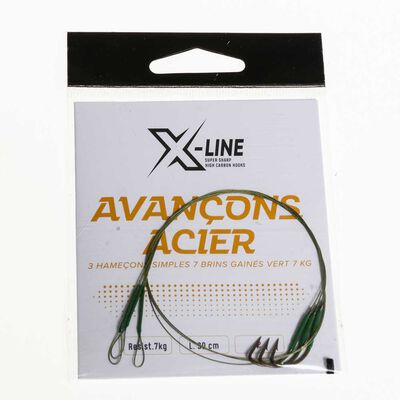 Bas de ligne acier carnassier x-line hame&ccedil;on simple 7kg (x3) - Carnassier au pos&eacute; | Pacific P&ecirc;che