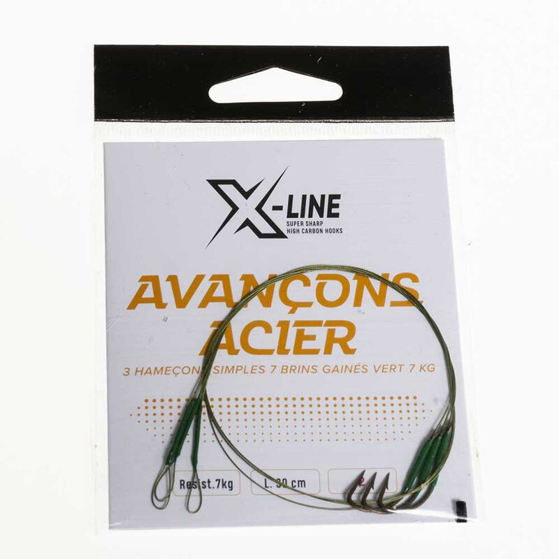 Bas de ligne acier carnassier x-line hame&ccedil;on simple 7kg (x3) - Carnassier au pos&eacute; | Pacific P&ecirc;che