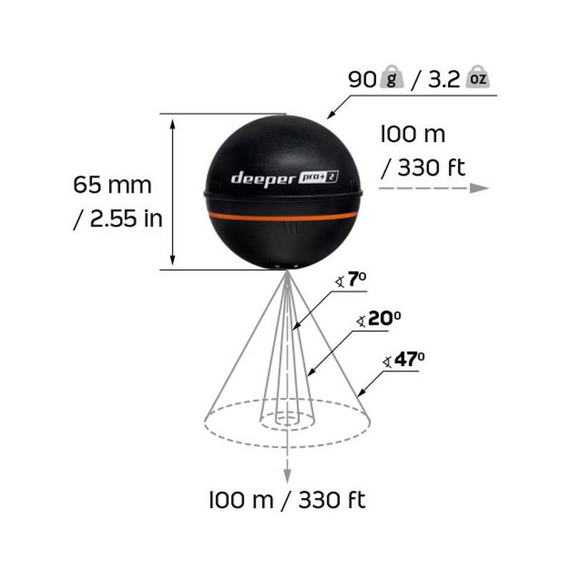 DEEPER PRO+ V2, sondeur sans fil avec GPS g&eacute;n&eacute;ration 2 - Sondeurs/Gps | Pacific P&ecirc;che