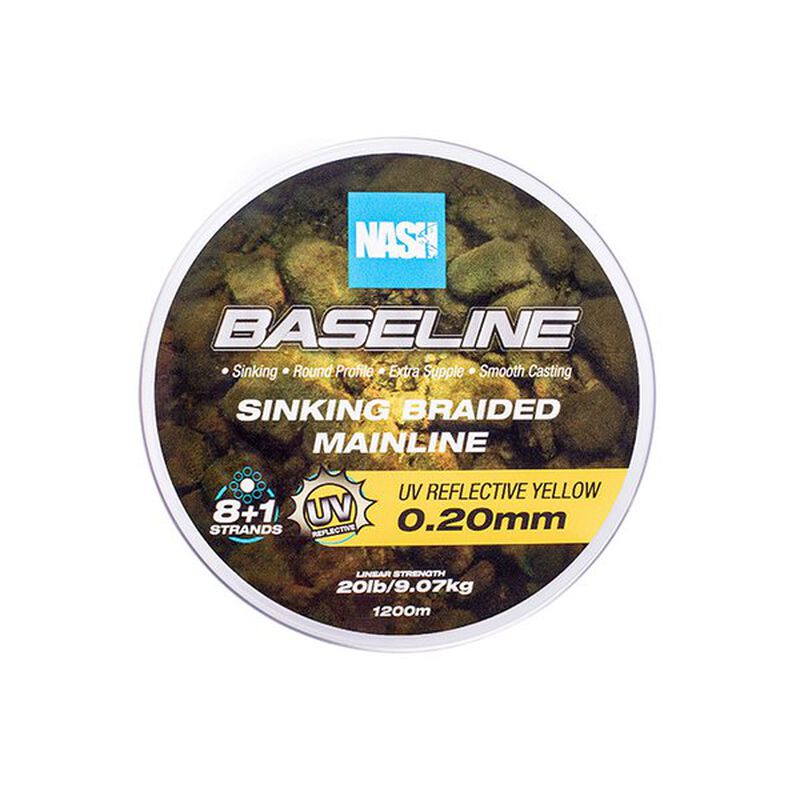 Tresse Nash Baseline Sinking Braid UV Yellow 1200m - Tresse | Pacific P&ecirc;che