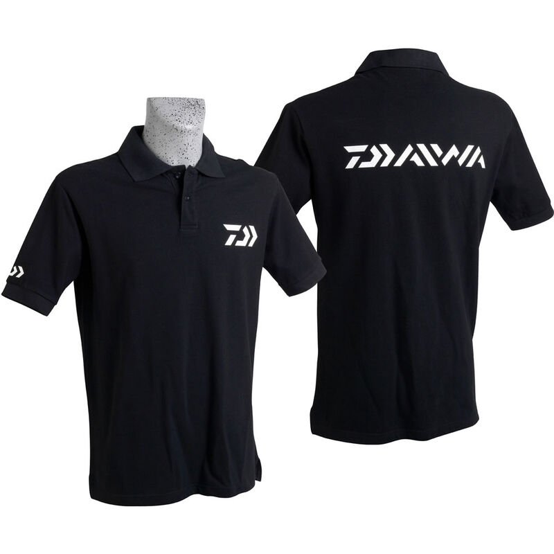 Polo daiwa noir manches courtes - Polos | Pacific P&ecirc;che