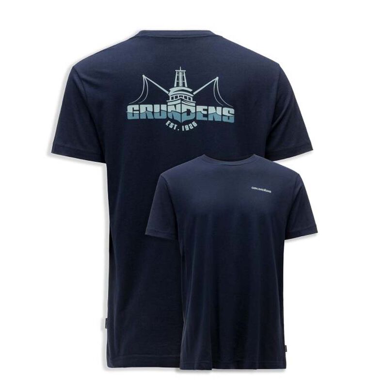 T-shirt Grundens Logo Boat SS Dark Navy - T-shirts manches courtes | Pacific P&ecirc;che
