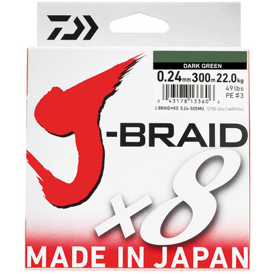 Tresse Daiwa J-Braid x8 Dark Green 300m - Tresses | Pacific P&ecirc;che