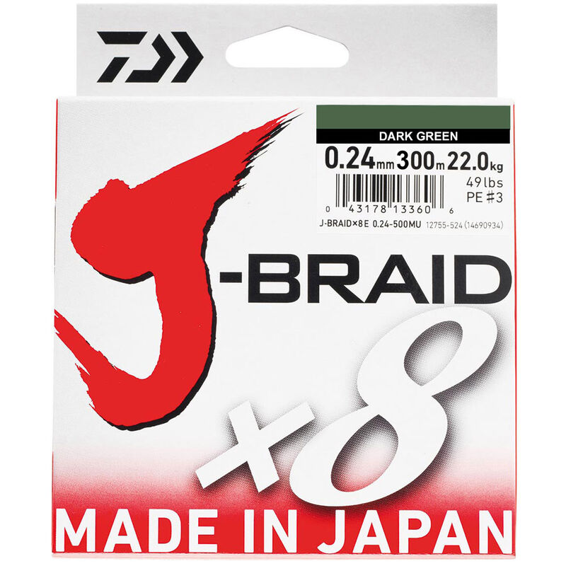Tresse Daiwa J-Braid x8 Dark Green 300m - Tresses | Pacific P&ecirc;che