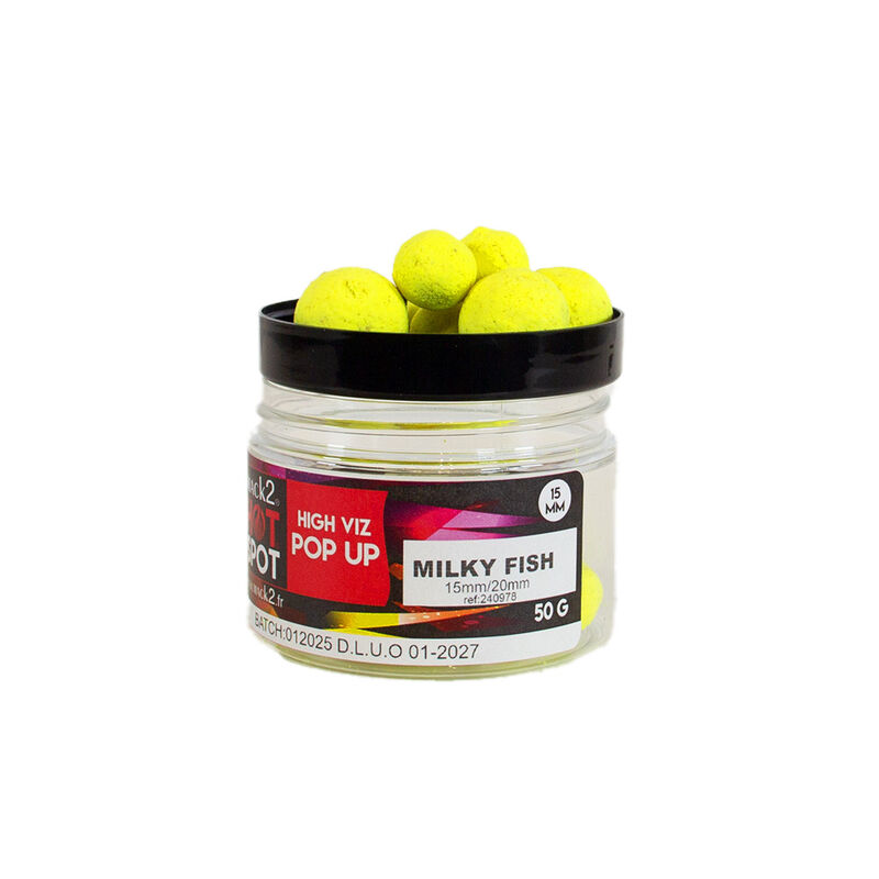 Pop up Mack2 Fluo Milky Fish 15/20 mm - Flottantes | Pacific P&ecirc;che