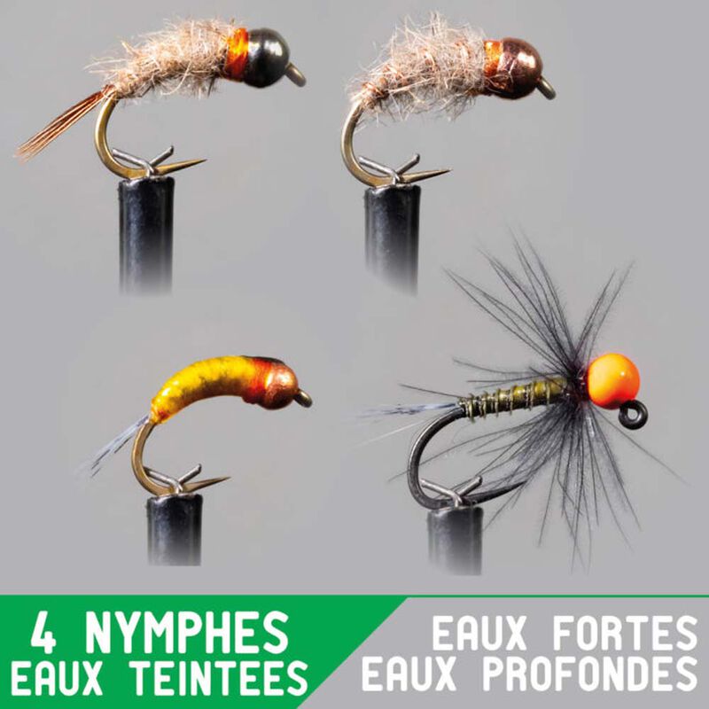 Set Nymphe Garbolino x4 - eaux fortes / profondes / teint&eacute;es - Nymphes | Pacific P&ecirc;che