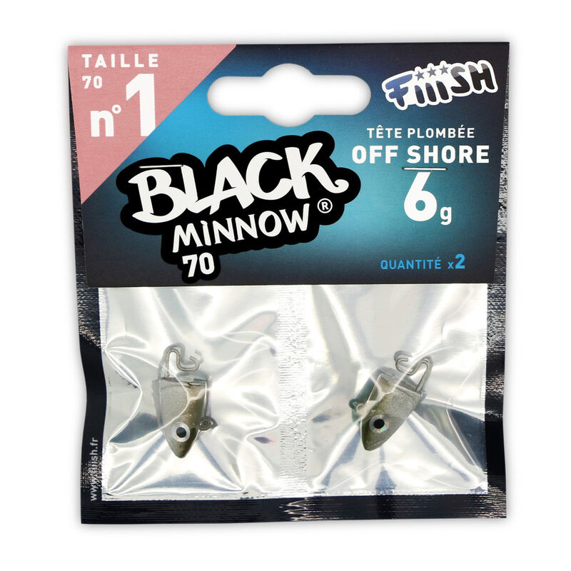 T&ecirc;te plombee fiiish black minnow 70 off shore 6g (x2) - T&ecirc;tes Plomb&eacute;es | Pacific P&ecirc;che