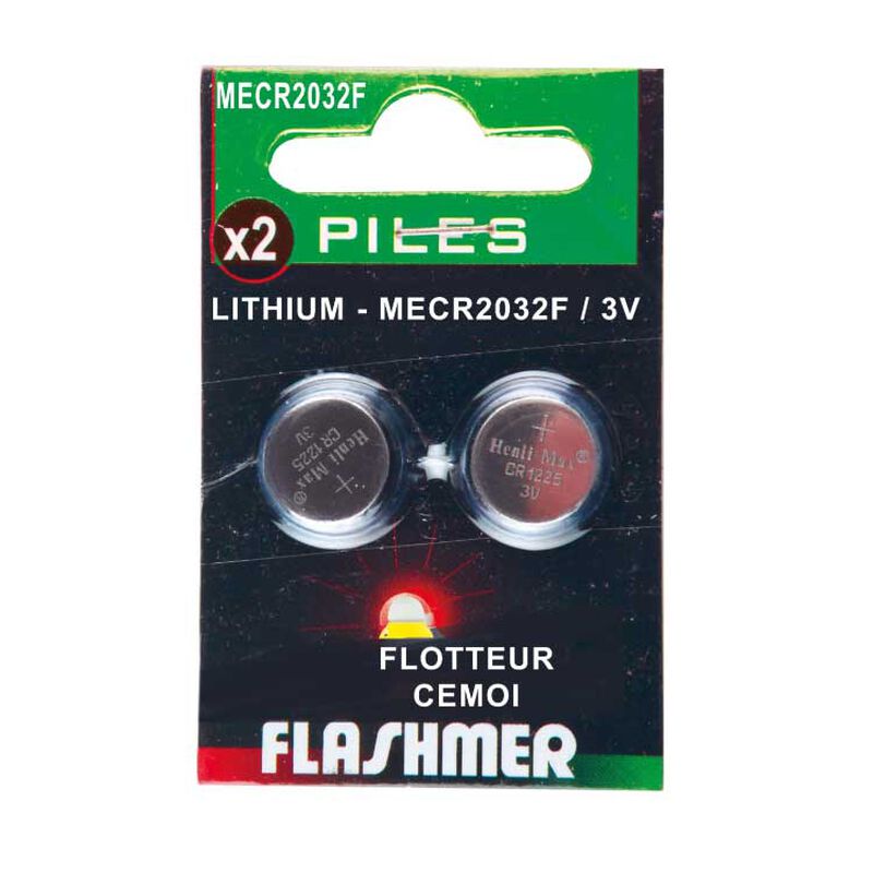 Pile au Lithium Flashmer CR2032 - 3 Volts (x2) - Lampes | Pacific P&ecirc;che