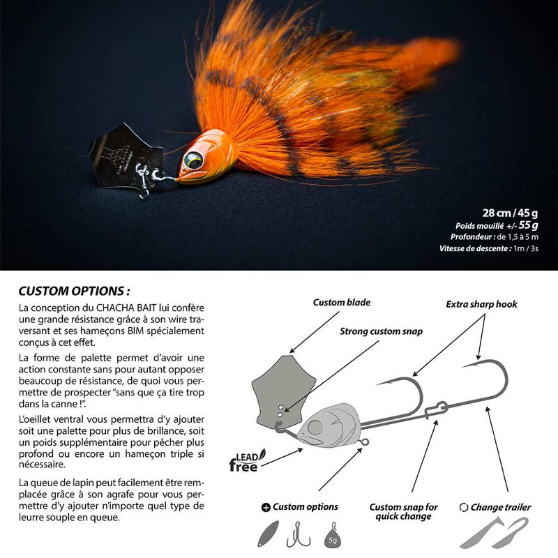 Leurre Bim Tackle Chacha Bait 28cm, 45g - Chatterbaits | Pacific P&ecirc;che