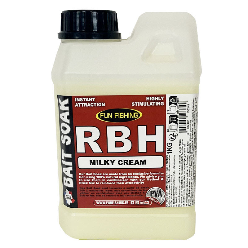 Booster Fun Fishing RBH Bait Soak Milky Cream 1L - Boosters / dips | Pacific P&ecirc;che