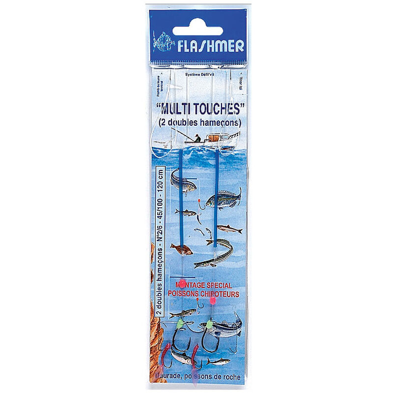 Bas de ligne mer flashmer multitouche 2 hamecons n&deg;2 - Bas de Lignes / Lignes Mont&eacute;es | Pacific P&ecirc;che