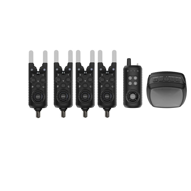 Coffret 4 d&eacute;tecteurs + 1 centrale + 1 lampe bivvy Sonik GIZMO2 - Coffrets d&eacute;tecteurs | Pacific P&ecirc;che