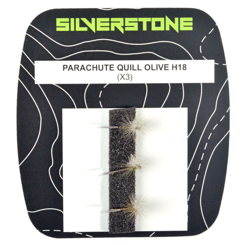 Mouche s&egrave;che silverstone parachute quill olive h18 (x3) - S&egrave;ches | Pacific P&ecirc;che
