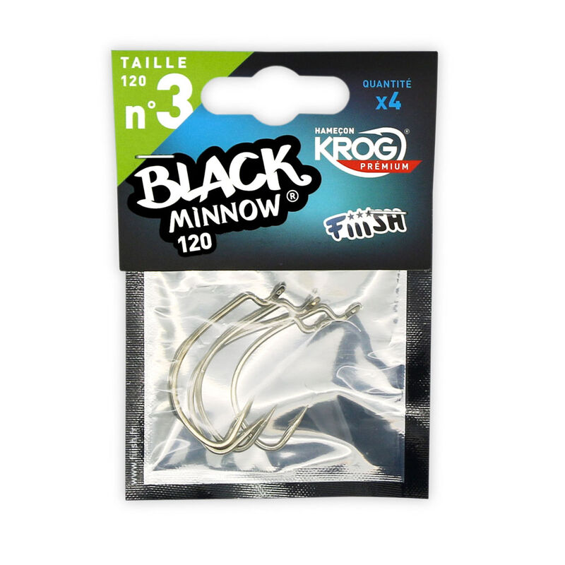 Hame&ccedil;ons texan fiiish krog premium vmc black minnow 120 (x4) - Leurres Souples | Pacific P&ecirc;che