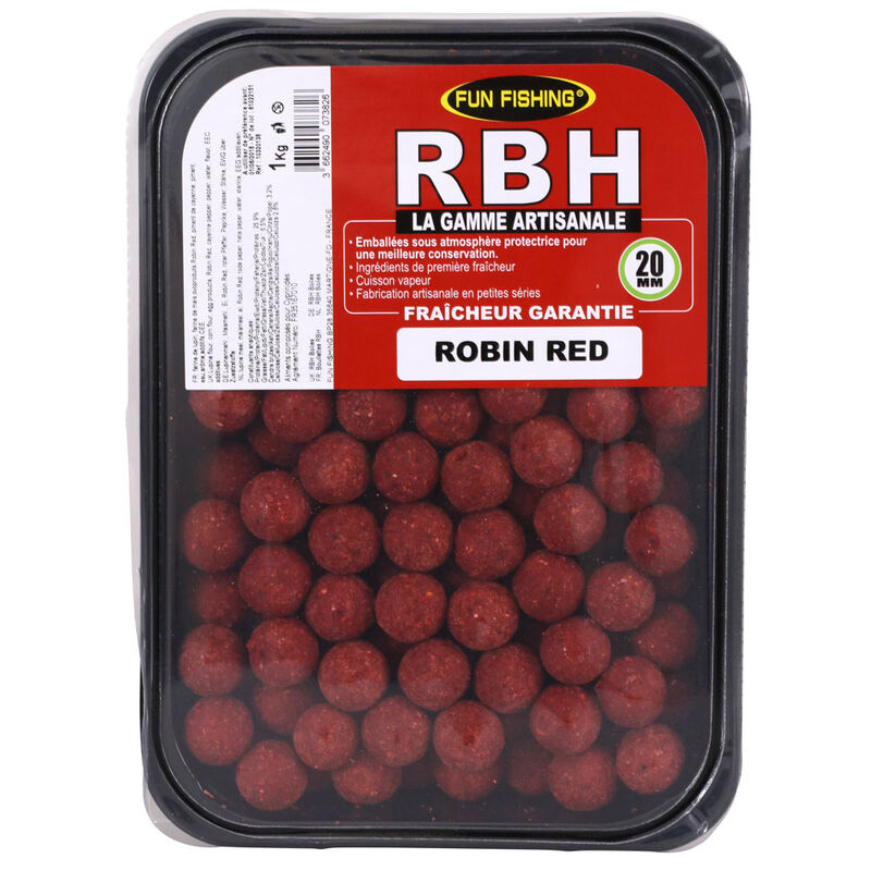 Bouillettes carpe fun fishing rbh boilies robin red 20mm 1kg - Denses | Pacific P&ecirc;che