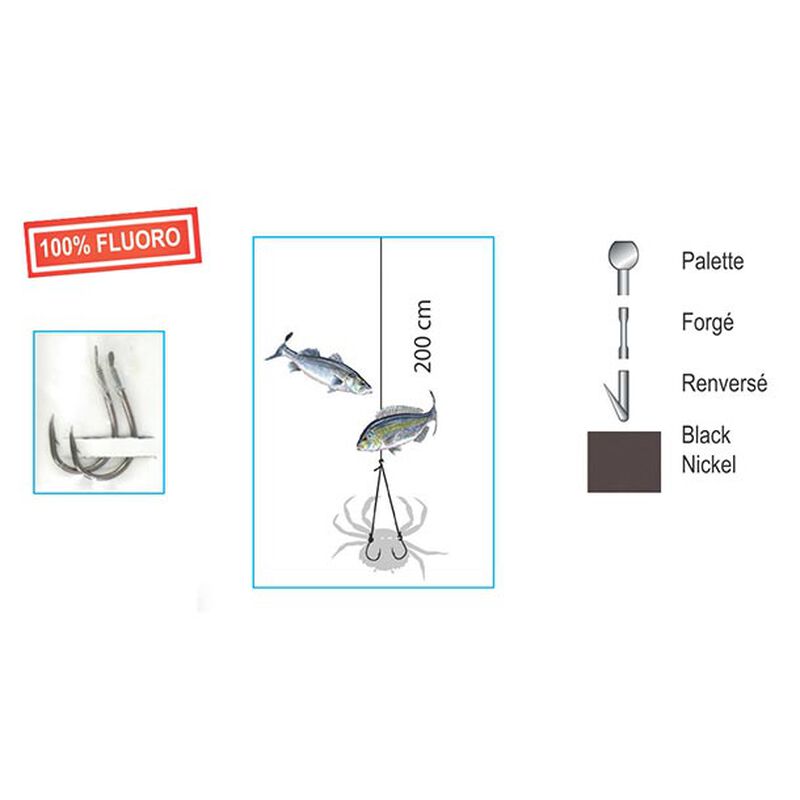 Hame&ccedil;ons mont&eacute;s flashmer crabe wishbone 100% fluorocarbone - Bas de Lignes / Lignes Mont&eacute;es | Pacific P&ecirc;che