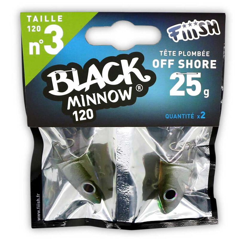 T&ecirc;te plomb&eacute;e fiiish black minnow 120 off shore 25g (x2) - T&ecirc;tes Plomb&eacute;es | Pacific P&ecirc;che
