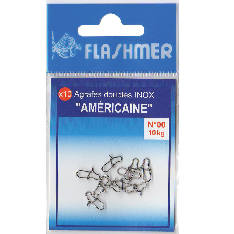 Agrafes flashmer americaine inox (x10) - Agrafes | Pacific P&ecirc;che