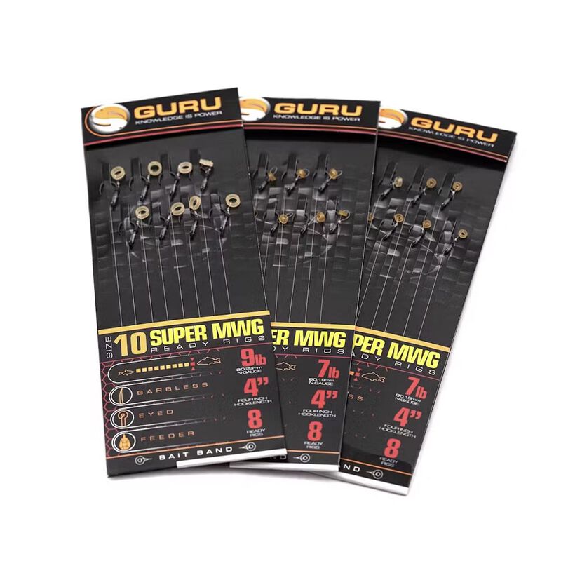 Bas de ligne Guru SMWG Bait Bands 4" (x8) - Hame&ccedil;ons mont&eacute;s feeder | Pacific P&ecirc;che