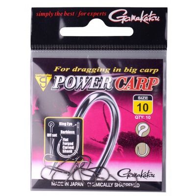 Hame&ccedil;ons Gamakatsu Powercarp Eyed Hook Barbless Black (x10) - Hame&ccedil;ons non Mont&eacute;s &agrave; Oeillets | Pacific P&ecirc;che