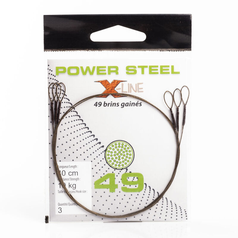 Bas de ligne acier carnassier x-line power steel 49 brins 40 cm (x3) - Carnassier au pos&eacute; | Pacific P&ecirc;che