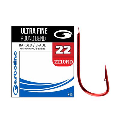 Hamecon Garbolino Non Mont&eacute;s Ultra Fine Red Round Bend 2210RD (x15) - Hame&ccedil;ons non Mont&eacute;s &agrave; Palettes | Pacific P&ecirc;che