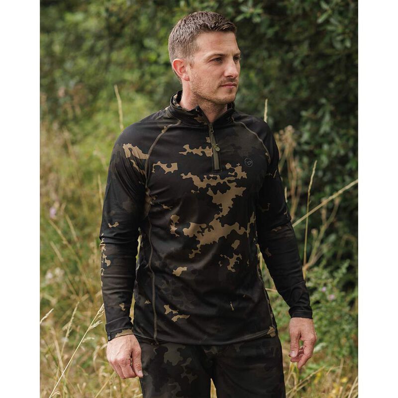 Maillot Korda a manche longue Kool UPF Zip Jersey Dark Camo - T-shirts manches longues | Pacific P&ecirc;che