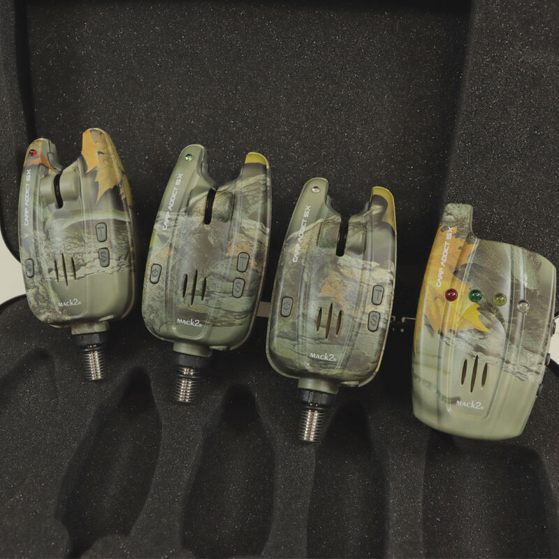 Coffret 3 D&eacute;tecteurs + Centrale Carp Addict Camo (Vert, Rouge et Bleu) - Coffrets d&eacute;tecteurs | Pacific P&ecirc;che