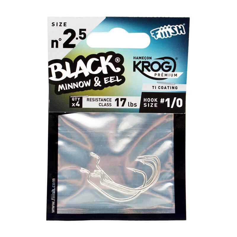 Hame&ccedil;ons texan fiiish krog premium vmc black minnow 105 (X4) - Hame&ccedil;ons | Pacific P&ecirc;che